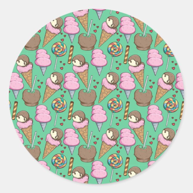Ice cream pattern | Lollies pattern | lollipop 29 Classic Round Sticker (Front)