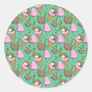 Ice cream pattern Lollies pattern lollipop 29 Classic Round Sticker
