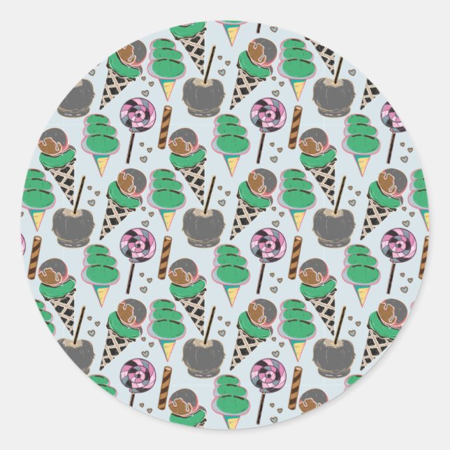 Ice cream pattern | Lollies pattern | lollipop 30 Classic Round Sticker (Front)