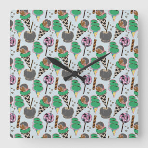 Ice cream pattern   Lollies pattern   lollipop 30 Square Wall Clock