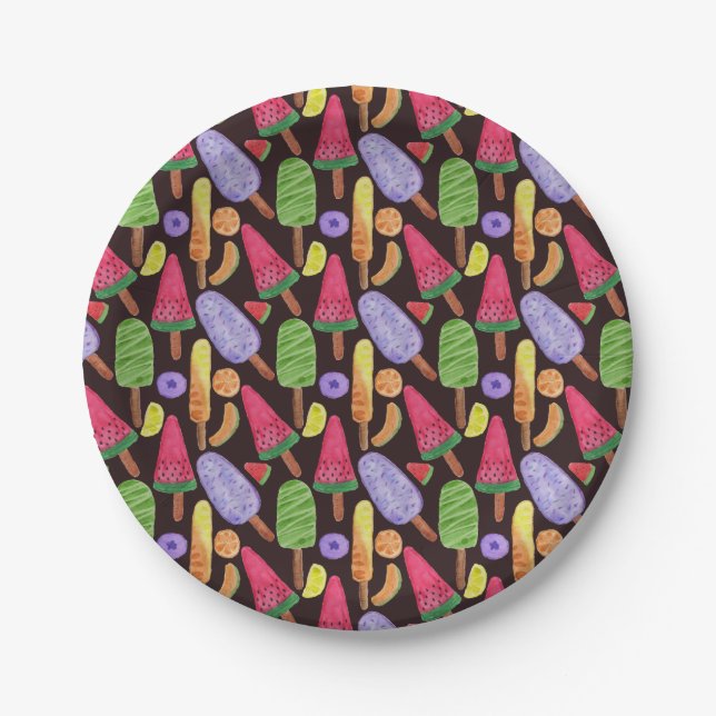 Ice cream pattern | Lollies pattern | lollipop 4 Paper Plate (Front)