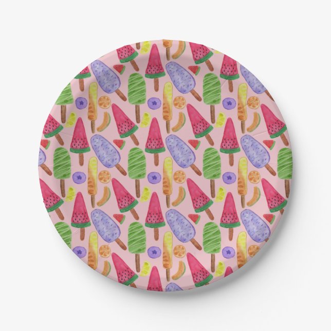 Ice cream pattern | Lollies pattern | lollipop 5 Paper Plate (Front)