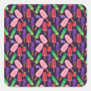Ice cream pattern   Lollies pattern   lollipop 6 Square Sticker