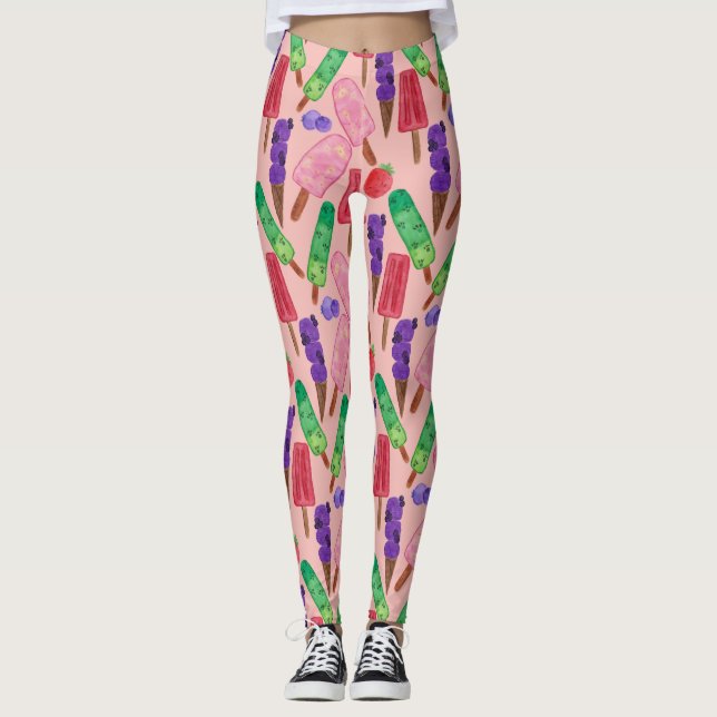 Ice cream pattern | Lollies pattern | lollipop 9 Leggings (Front)