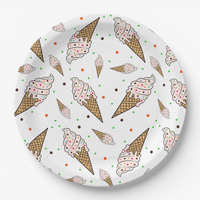 Ice cream pattern paper plate (Front)
