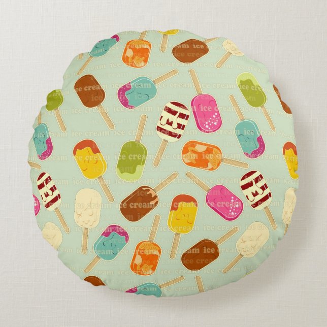 Ice Cream Pattern Round Cushion (Front)
