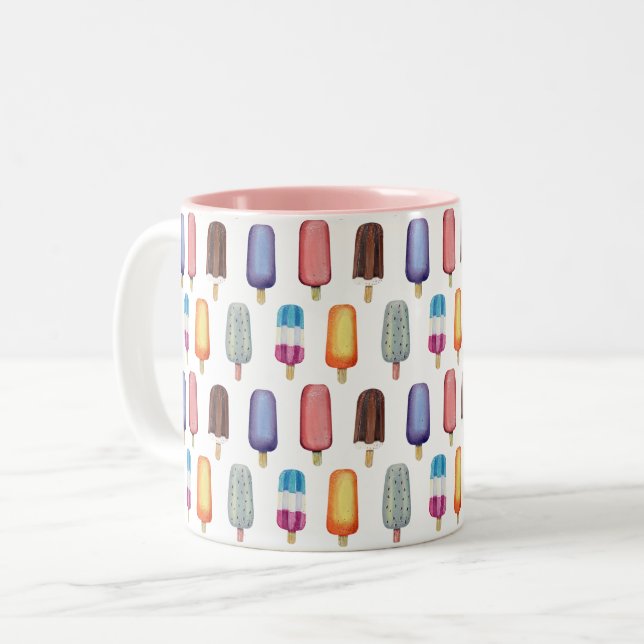 Ice Cream Pattern Two-Tone Coffee Mug (Front Left)
