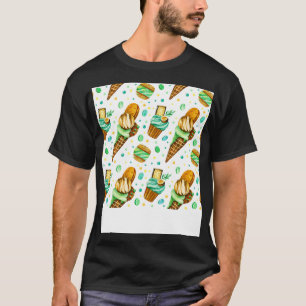 Ice Cream Pattern With Mint amel Ice Cream T-Shirt