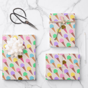 Ice cream pattern wrapping paper sheet