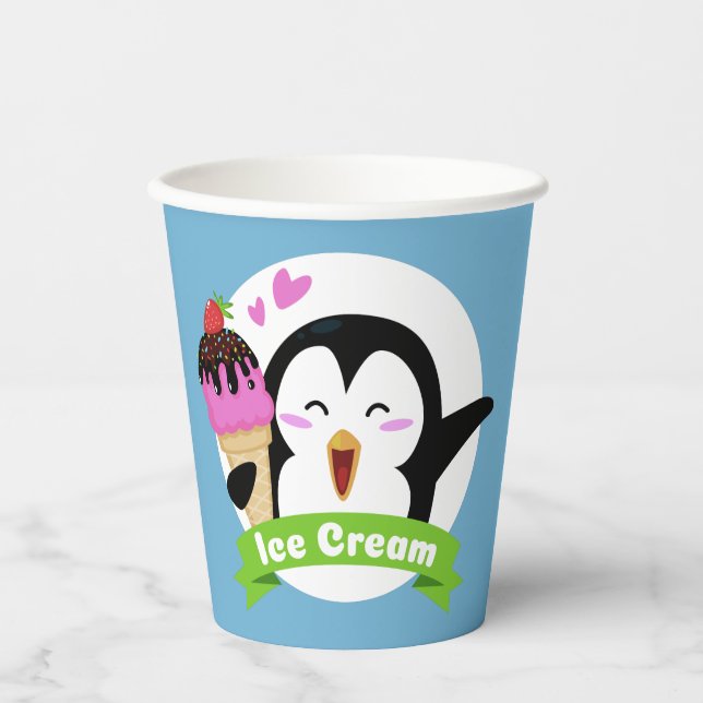 Ice Cream Penguin custom colour Paper Cups (Front)