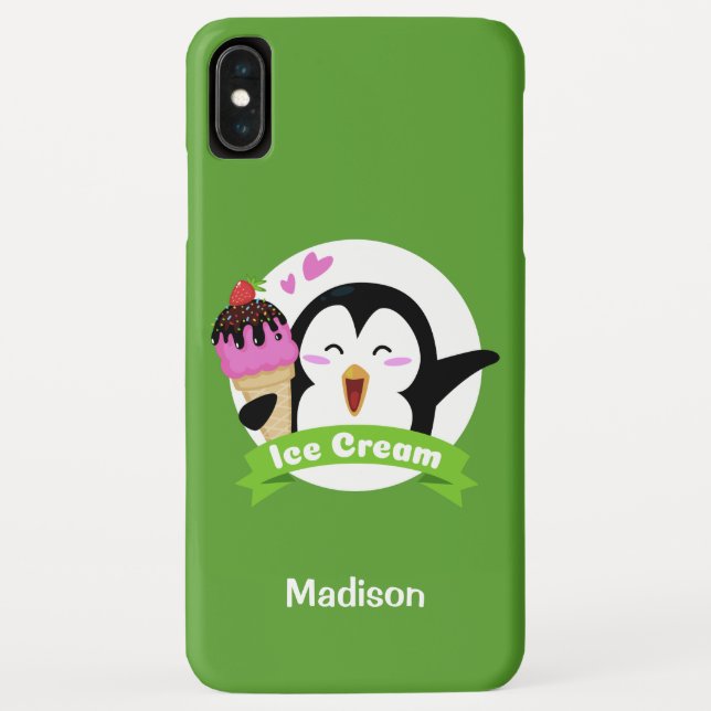 Ice Cream Penguin custom name & colour phone cases (Back)
