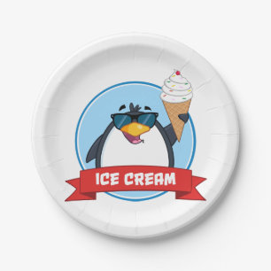 Ice Cream Penguin Wearing Sunglasses Paper Plates
