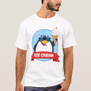 Ice Cream Penguin Wearing Sunglasses T-Shirt
