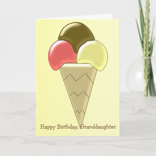 Ice Cream Personalised Granddaughter Birthday Card (Front)