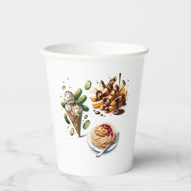 Ice Cream & Pickles Weird Cravings Baby Shower Paper Cups (Front)