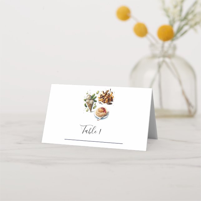 Ice Cream Pickles Weird Cravings Baby Shower Place Card (Front)