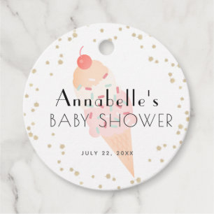 Ice Cream Pink Baby Shower Thank You Favour Tags