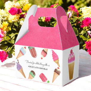 Ice Cream Pink Blue Brown Food Popsicle Favour Box