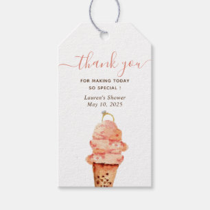 Ice Cream Pink Bridal shower Thank you Gift Tags