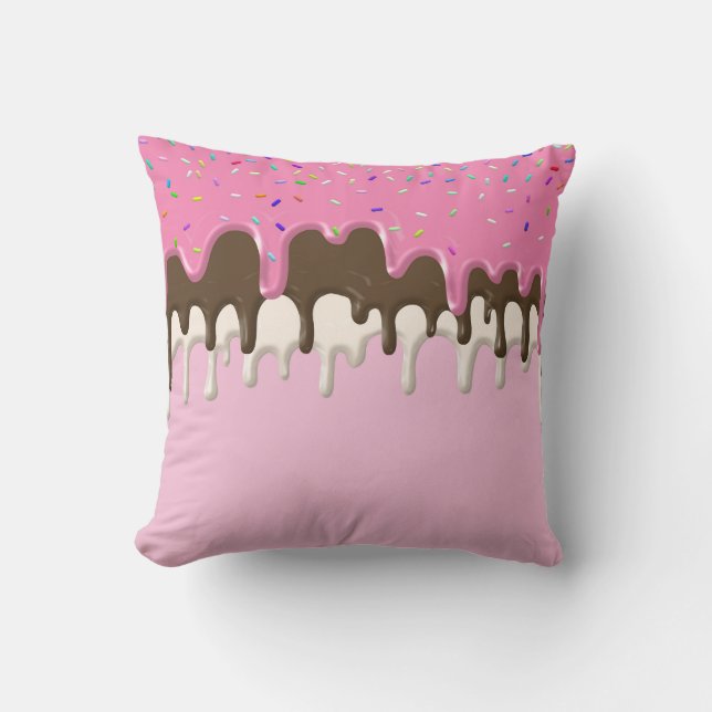Ice cream pink frosting candy sprinkles icing cushion (Front)