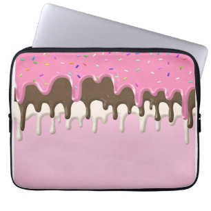 Ice cream pink frosting candy sprinkles icing laptop sleeve