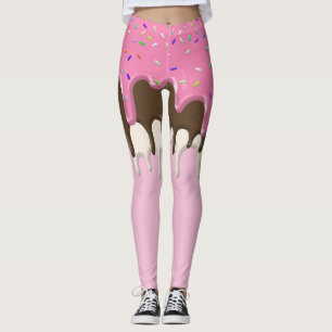 Ice cream pink frosting sprinkles drip leggings