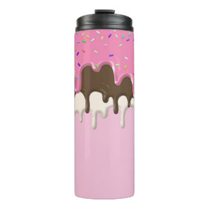 Ice cream pink frosting sprinkles drip thermal tumbler