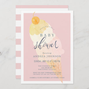 Ice Cream Pink Girl Baby Shower Invitation