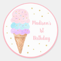 Ice Cream Pink Gold Pastel Birthday