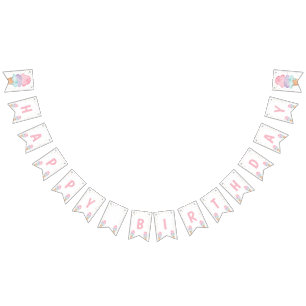 Ice Cream Pink Gold Sweet Birthday Happy Birthday Bunting