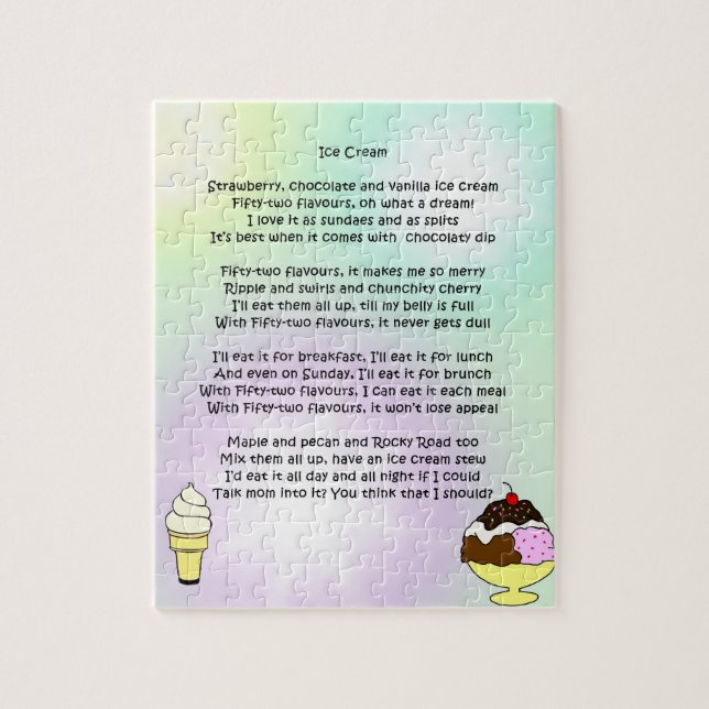 Ice Cream Poem Jigsaw Puzzle (Vertical)
