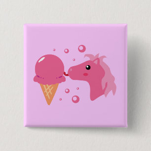 Ice Cream Pony 15 Cm Square Badge