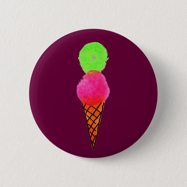 Ice cream pop art 6 cm round badge (Front)
