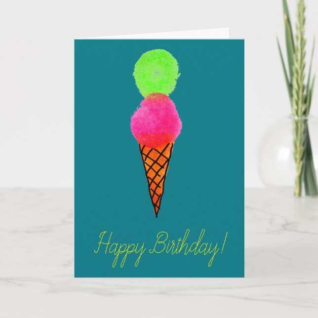 Ice cream pop art birthday card (Front)