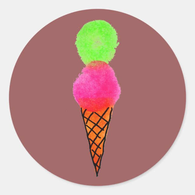Ice cream pop art classic round sticker (Front)