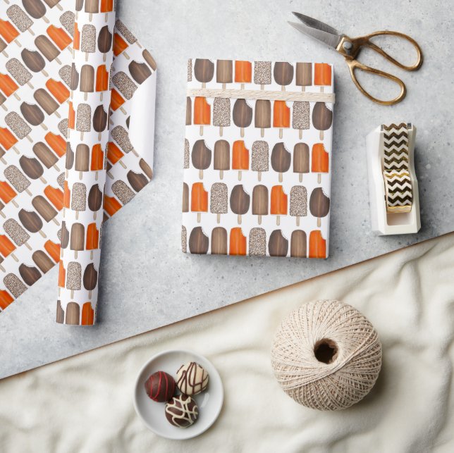 Ice Cream Pops Bars Popsicle Creamsicle Fudge Wrapping Paper (Crafts)