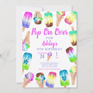 Ice Cream   Popsicle   Colourful Birthday  Invitation