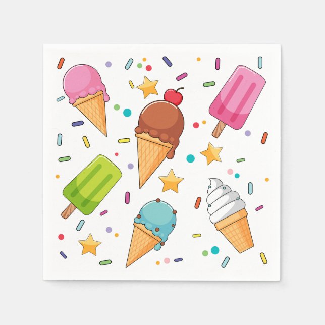 Ice Cream Popsicle Paper Napkin (Front)