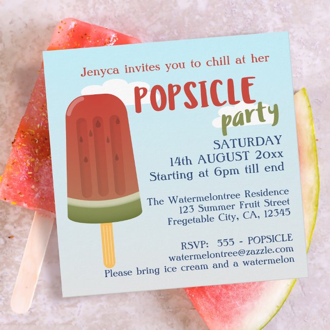Ice Cream Popsicle Party Girl Birthday Invitation (Celebrate your summer birthday with this cute Popsicle party invitation. Just add your details)