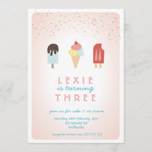 Ice Cream & Popsicle Summer Invitation Pink