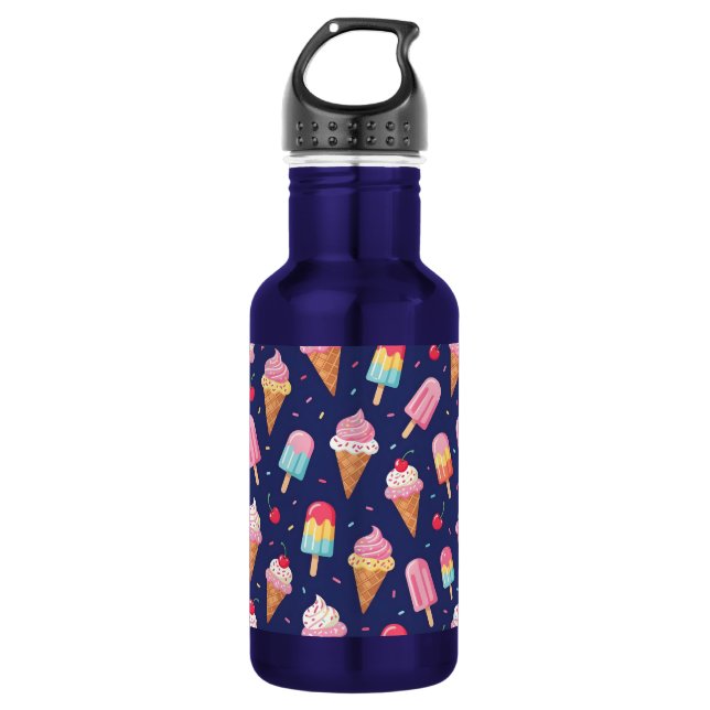 Ice cream, popsicles and cherries pattern 532 ml water bottle (Front)