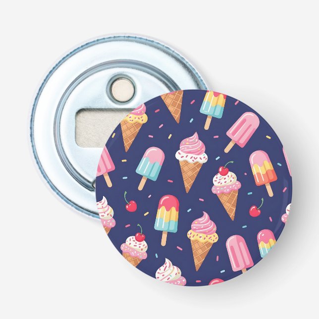 Ice cream, popsicles and cherries pattern bottle opener (Front)
