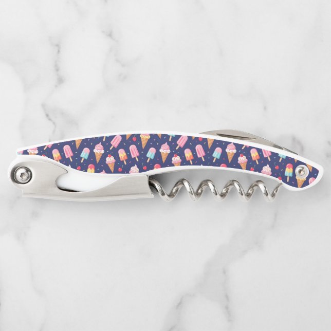 Ice cream, popsicles and cherries pattern corkscrew (Front)