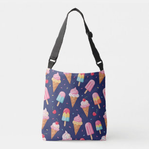 Ice cream, popsicles and cherries pattern crossbody bag