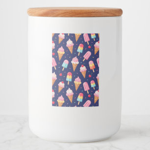 Ice cream, popsicles and cherries pattern food label