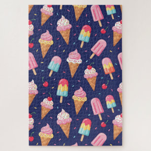 Ice cream, popsicles and cherries pattern jigsaw puzzle