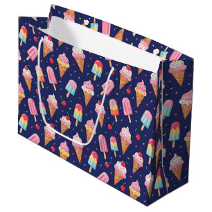 Ice cream, popsicles and cherries pattern large gift bag