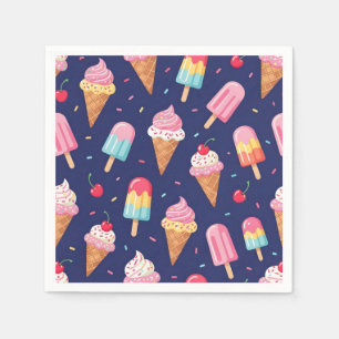 Ice cream, popsicles and cherries pattern napkin