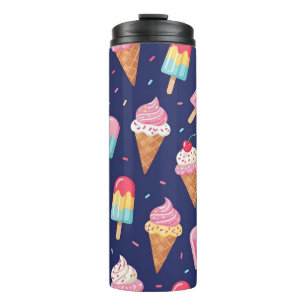Ice cream, popsicles and cherries pattern thermal tumbler