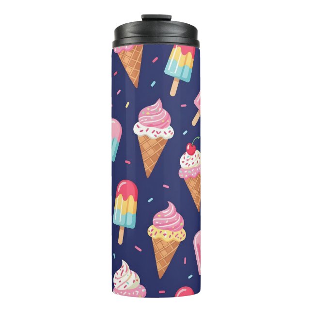 Ice cream, popsicles and cherries pattern thermal tumbler (Front)